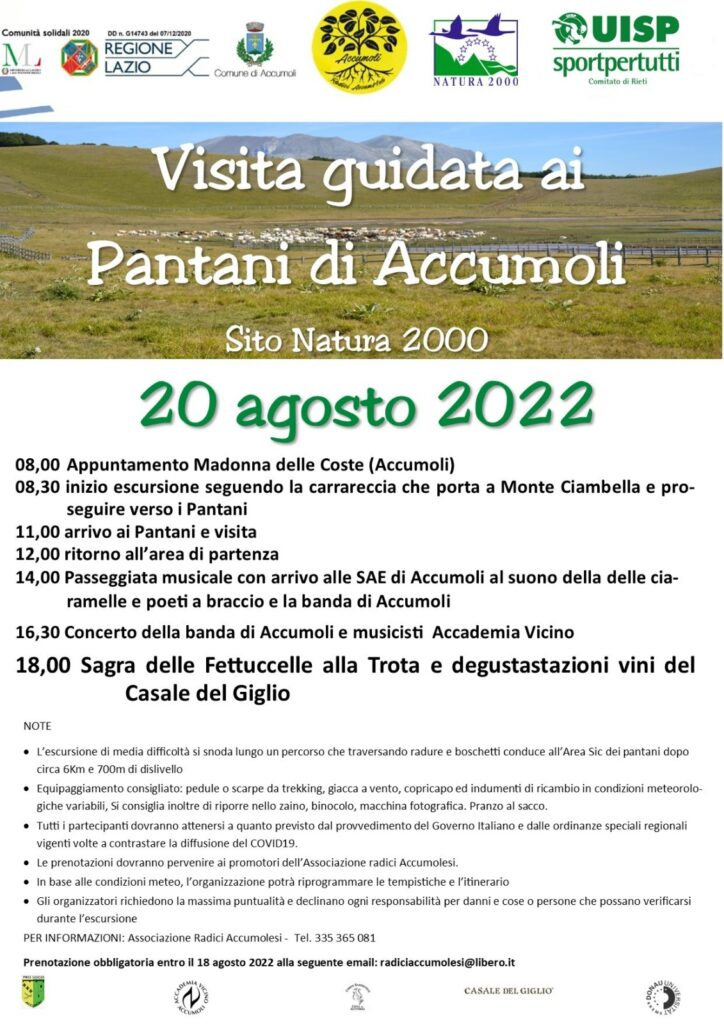 20 agosto visita guidata ai Pantani di Accumoli