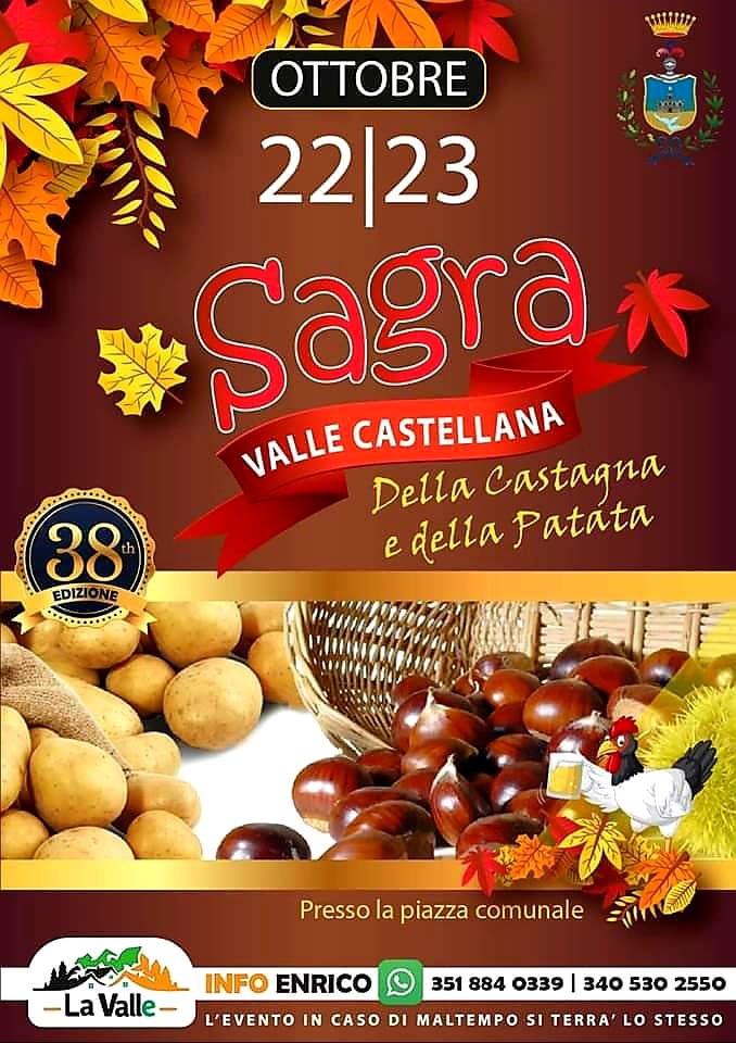 22 e 23 ottobre Sagra alla Valle Castellana